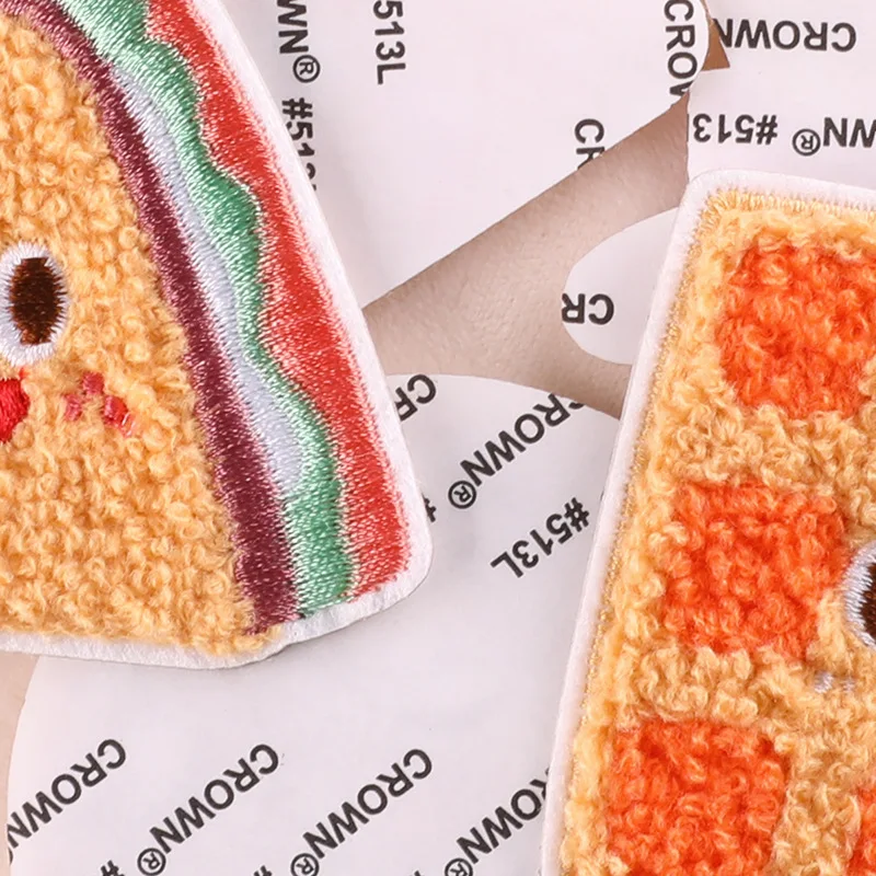 6 Stücke Chenille Lebensmittel Nette Selbstklebende Eisen Auf Patches Für Kleidung Kinder Gestickte Aufkleber Pack Stoffe Jacken Nähen Diy Lot – Detail 6