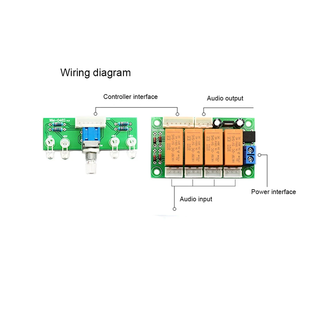 B48A Relay 4-Way Audio Input Signal Selector Switching RCA Audio Input Selection Board Of Rotary Switching