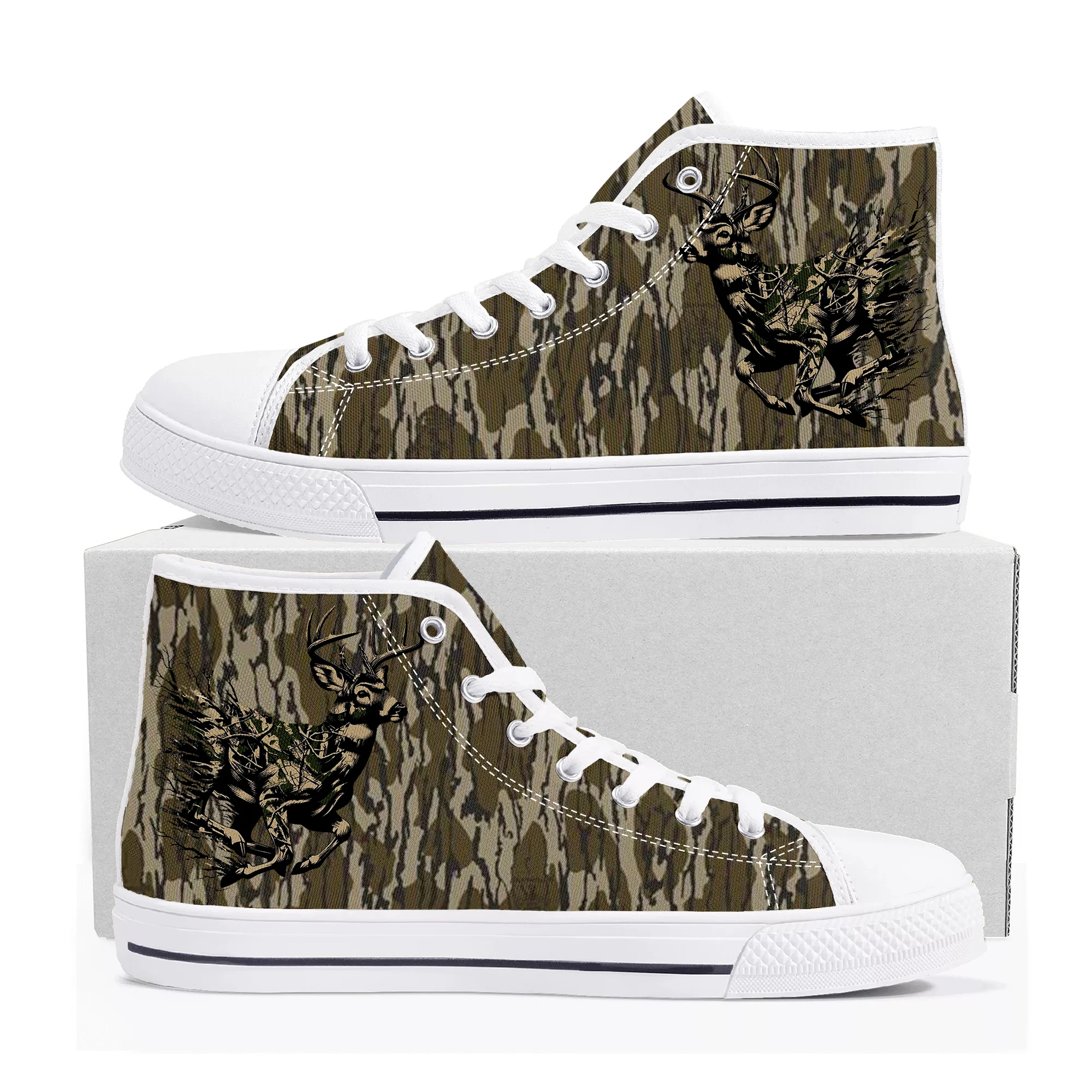 

Camo Deer Camouflage Hunting High Top High Quality Sneakers Mens Womens Teenager Canvas Sneaker Casual Couple Custom Made Shoes