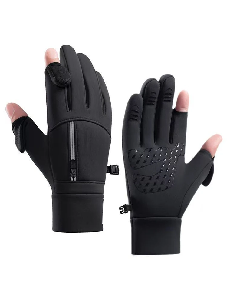 AliExpress NONE Winter Cycling Gloves Windproof Men Women Touchscreen Warm Gloves Motorcycle Water-Repellent Zipper Pocket Fingertip Flip Gloves