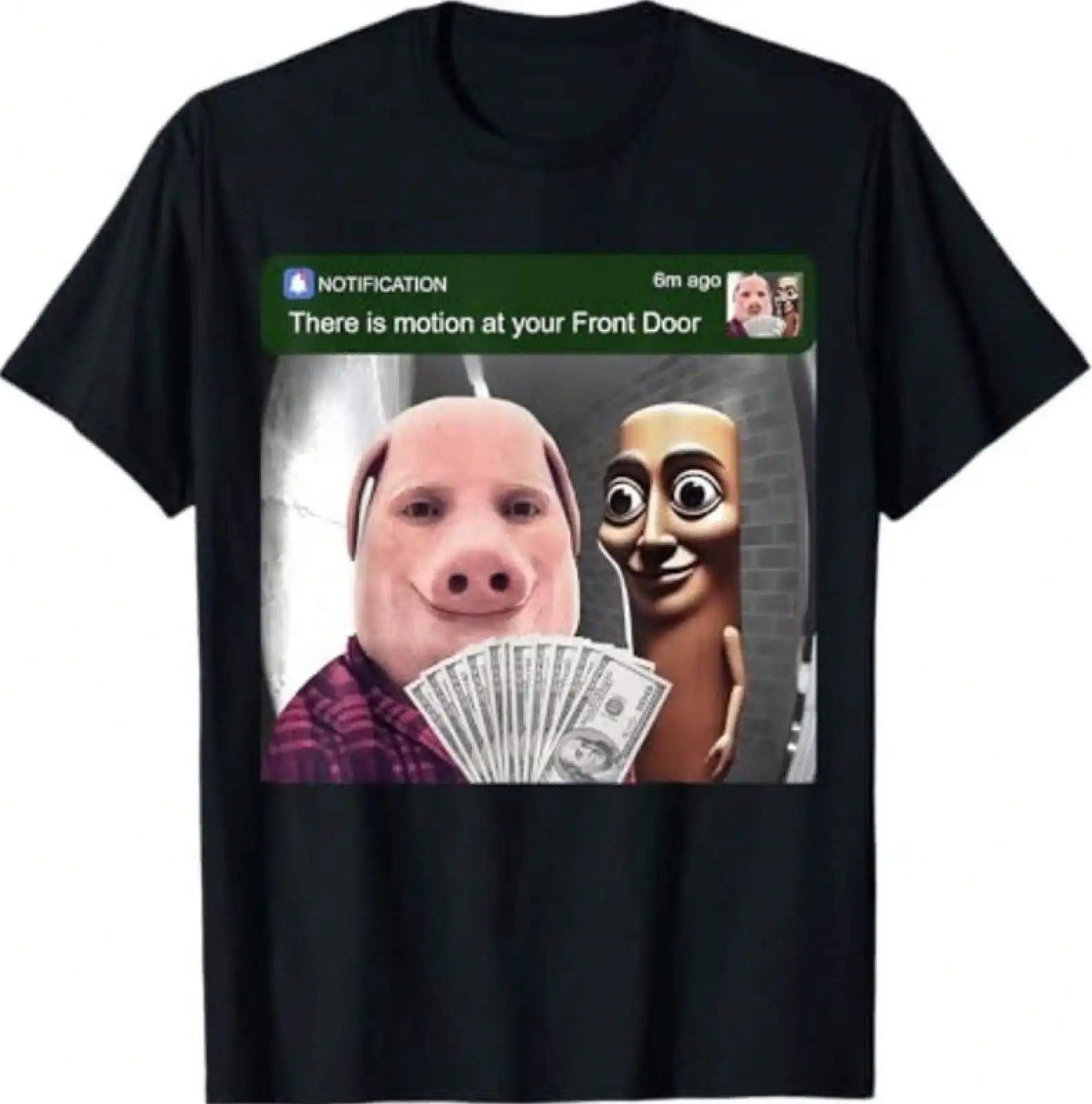 John Pork And Tung Tung Tung Sahur Front Door Motion Funny T-Shirt