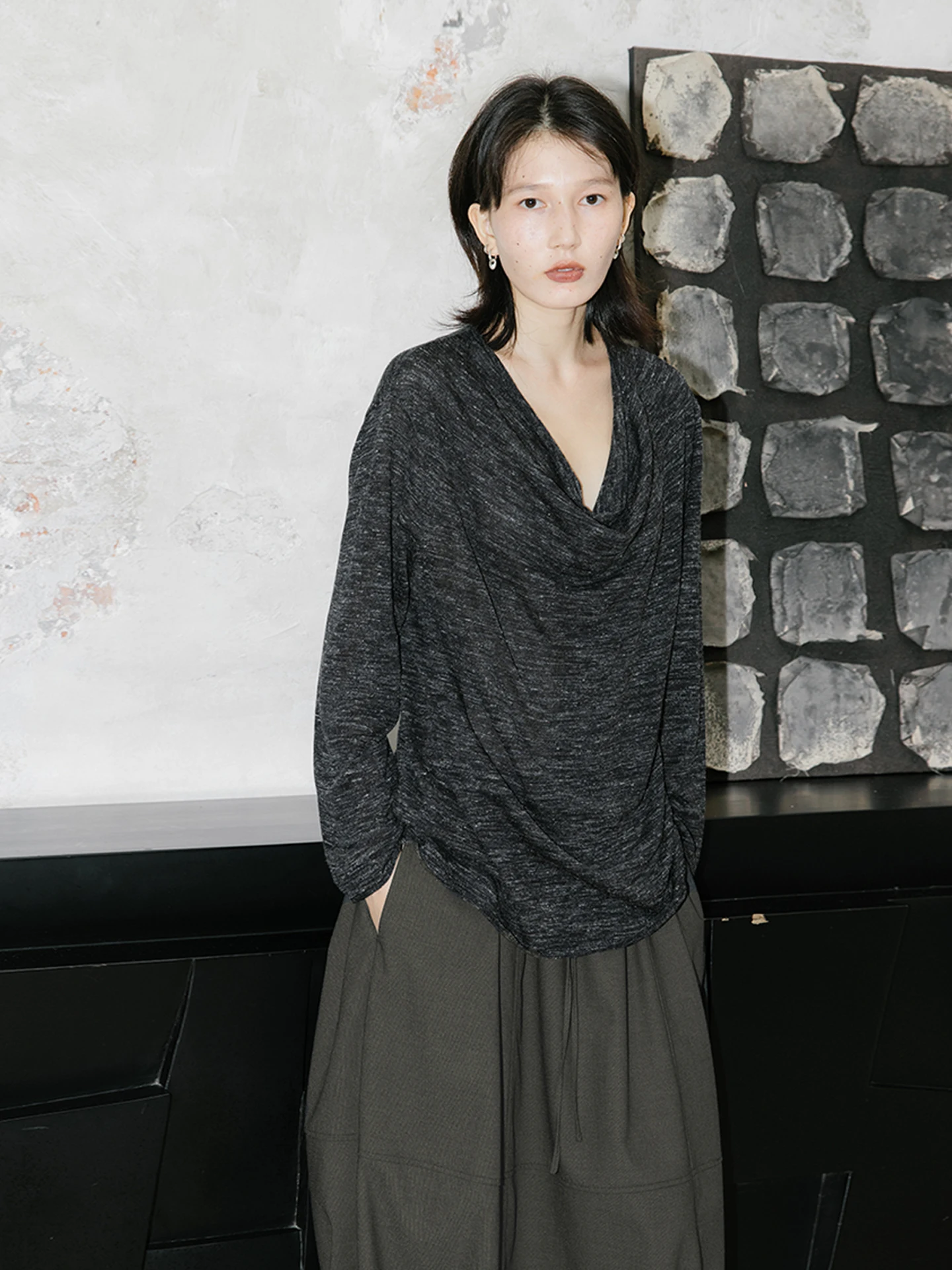 

Свободный вязаный свитер с глубокими глазами, повседневный тонкий V-Ne, женский модный мягкий льняной свитер, длинный свек, осенняя одежда, китайское производство