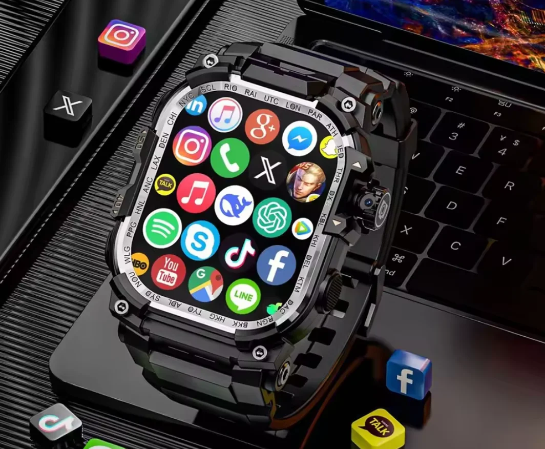 LOKMAT 4G SIM Card Orologio Android Telefono APPLLP 7 MAX 2.06 Quadrato Grande Schermo Wifi Smartwatch Doppia Fotocamera Torcia Elettrica Orologio da Gioco