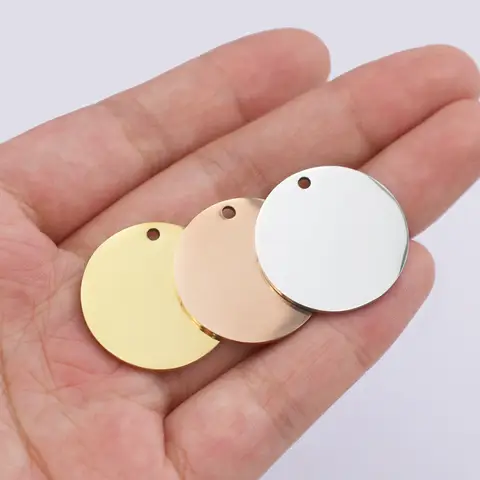 DOOYIO 20 개/몫 거울 세련 된 스테인레스 스틸 빈 원형 매력 Size8-30mm DIY 만들기 보석 목걸이 레터링