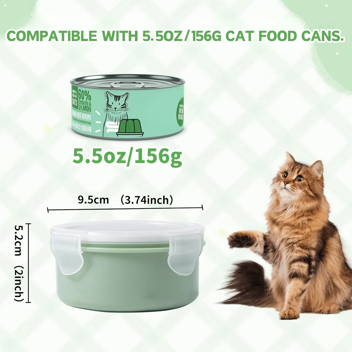 2 Storage Boxes for Cat Food Cans, Suitable for 5.5 oz Cans - Secure Snap Closure to Prevent Spillage of Contents