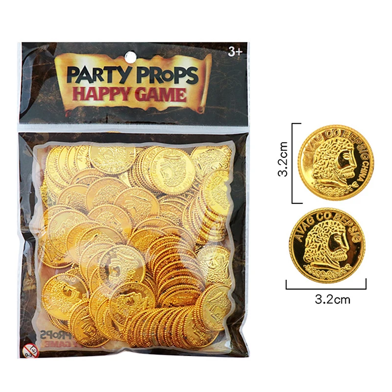 100pcs Poker Casino Chips Coin Gold Plating Plastic Spanish Treasure Game Poker Board Game Accessories Gold Coin Props wholesale