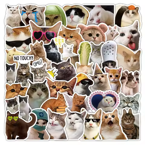 50/100PCS Funny Cat Stickers Cute Animal Decoration Computers Mobile Phone Rewards Stationery Notebook Stickers