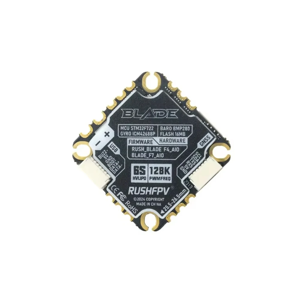 RUSHFPV F722 45A AIO Flight Controller, 25.5×25.5mm Mounting Hole Pattern, FPV Racing RC Drone Quadcopter