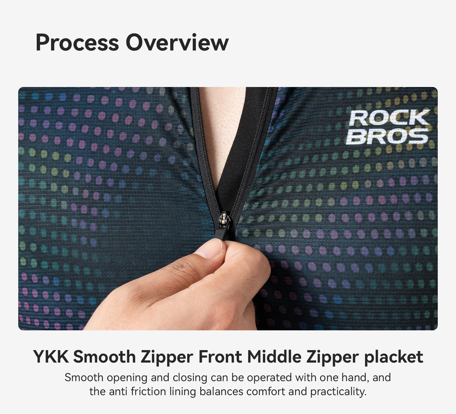 ROCKBROS Sommer-Radtrikot Leichtes Hochelastisches Oberteil Atmungsaktives Schnelltrocknendes Kurzarm-Trikot Herren-Radsportbekleidung – Detail 11