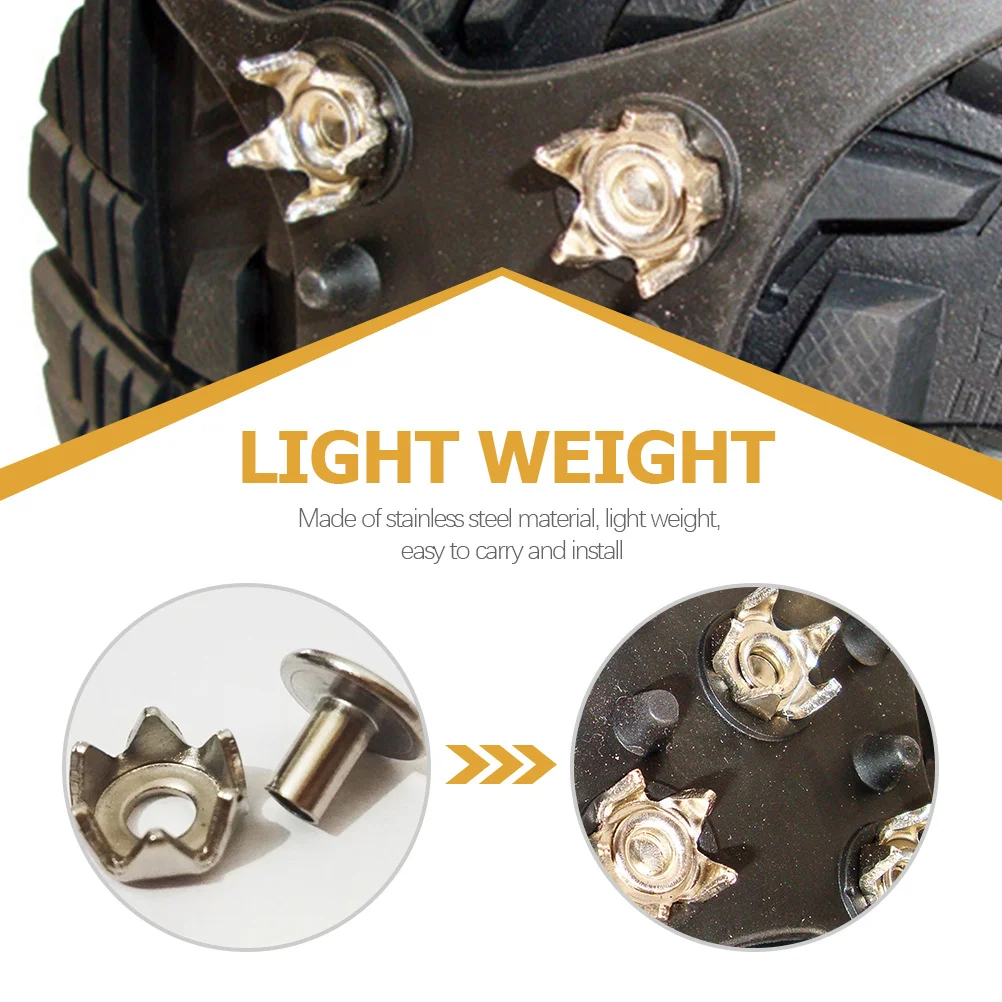 100 قطعة أحذية من الفولاذ المقاوم للصدأ المسامير عدم الانزلاق المضادة للانزلاق الأشرطة للأنشطة الشتوية في الهواء الطلق الأحذية المسامير