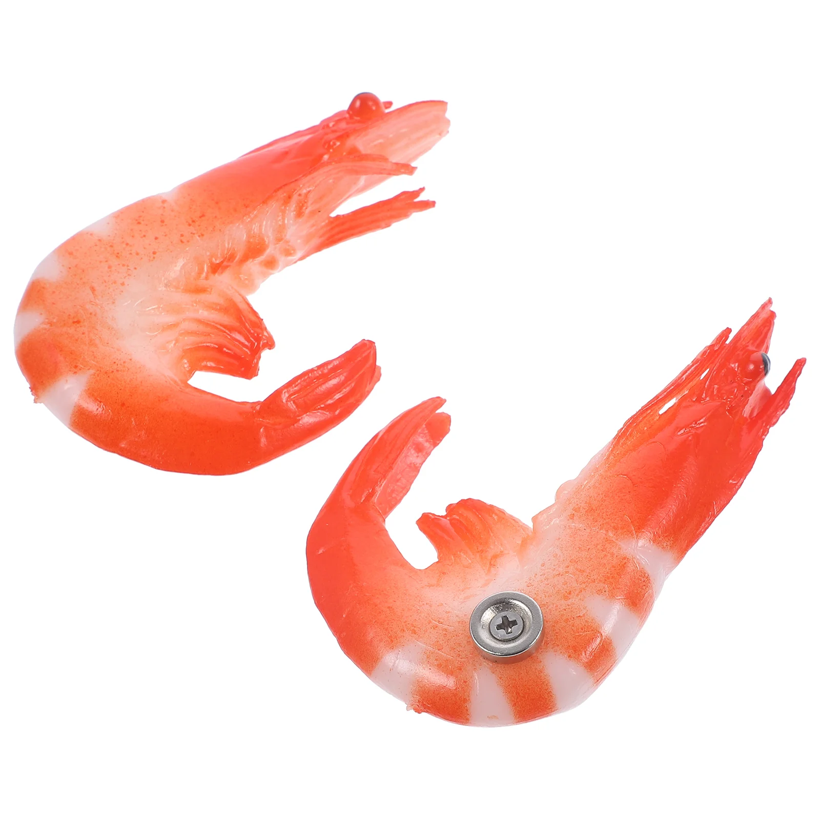 2 Pcs Shrimp Refrigerator Magnets Food for Whiteboard Design Sticker Artificial Red Pvc Child