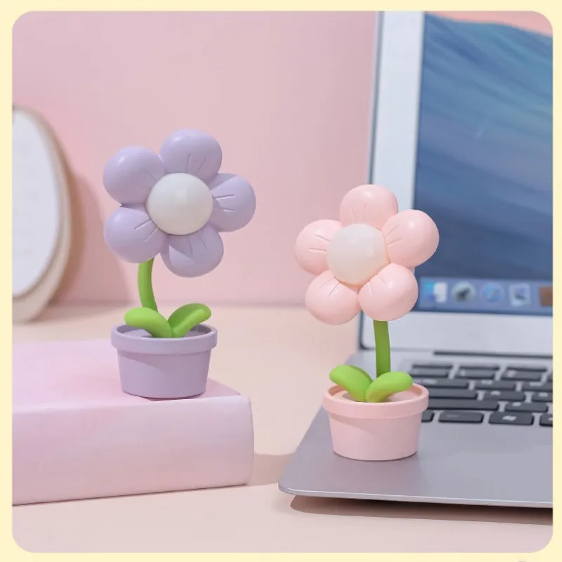 Mini LED Flower Night Light Cute Small Table Lamp Desktop Ornament Bedside Bedroom Ambient Lights Children Toy Kids Holiday Gift