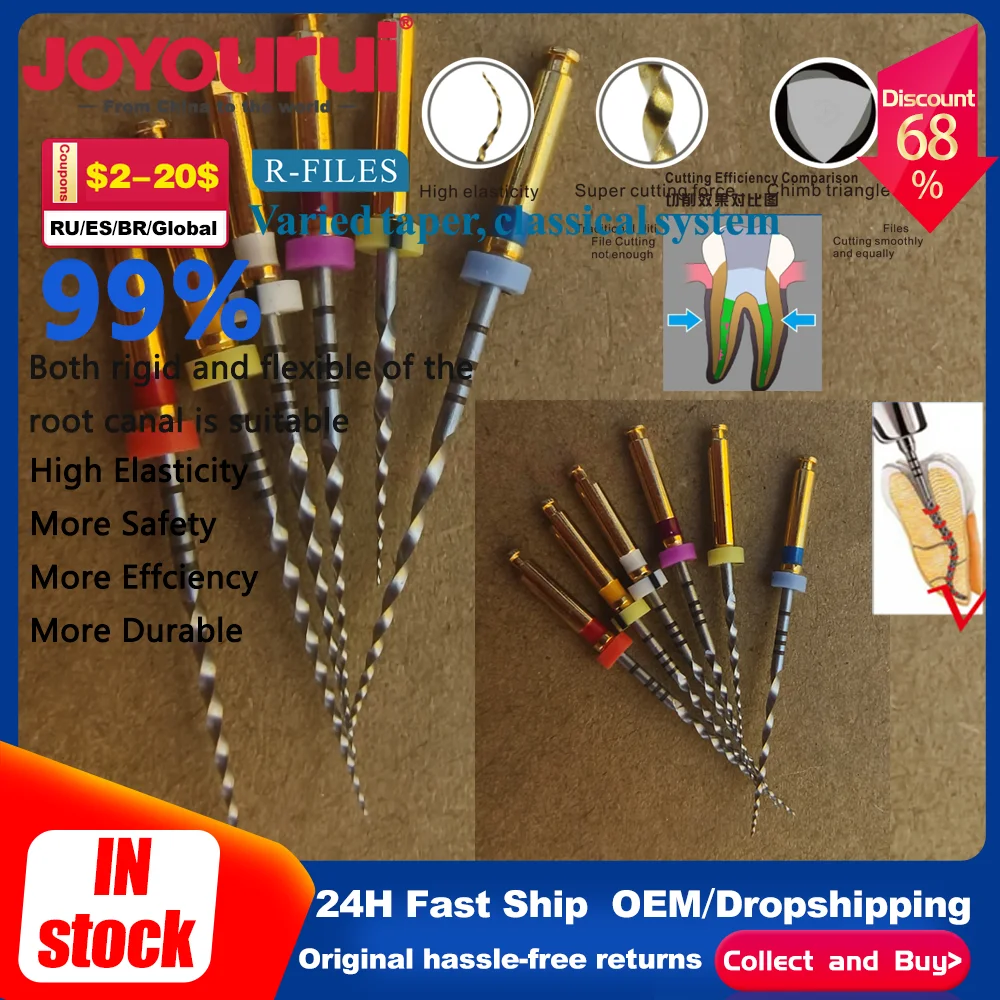 

6Pcs/Pack SX-F3 Dental Root Canal File Heat-Activated Rotary Nitinol Tooth Pulp Files Thermally Nickel-Titanium Endo Instruments