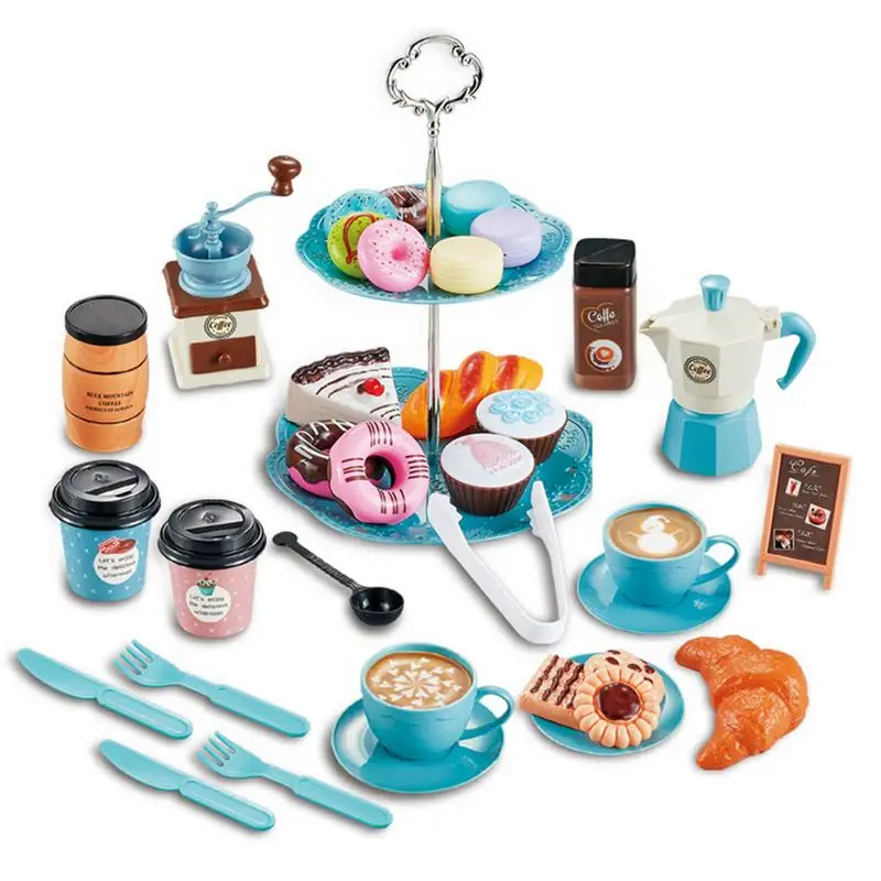 

Tea Toy Set Kids Pretend Play Tea Cups Dishes For Toddlers Dollhouse Miniature Tableware Teacup Plate Coffee Snack Kitchen Toy