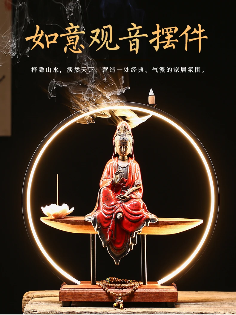 HOME temple high grade Buddhist Buddha statue Buddha light Guanyin bodhisattva Ceramic statue bless safe health good luck
