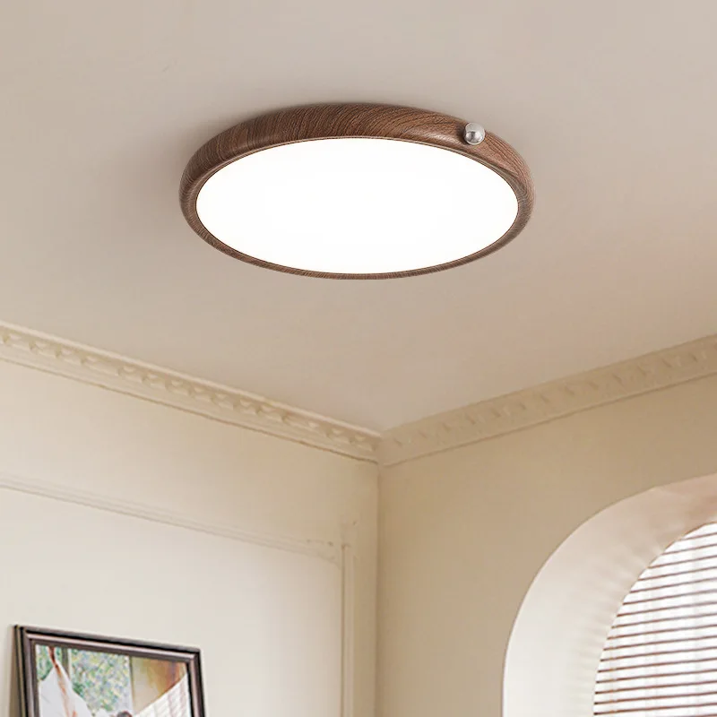 Japanese-style wabi-sabi wind retro walnut grain full spectrum eye protection light study ceiling light