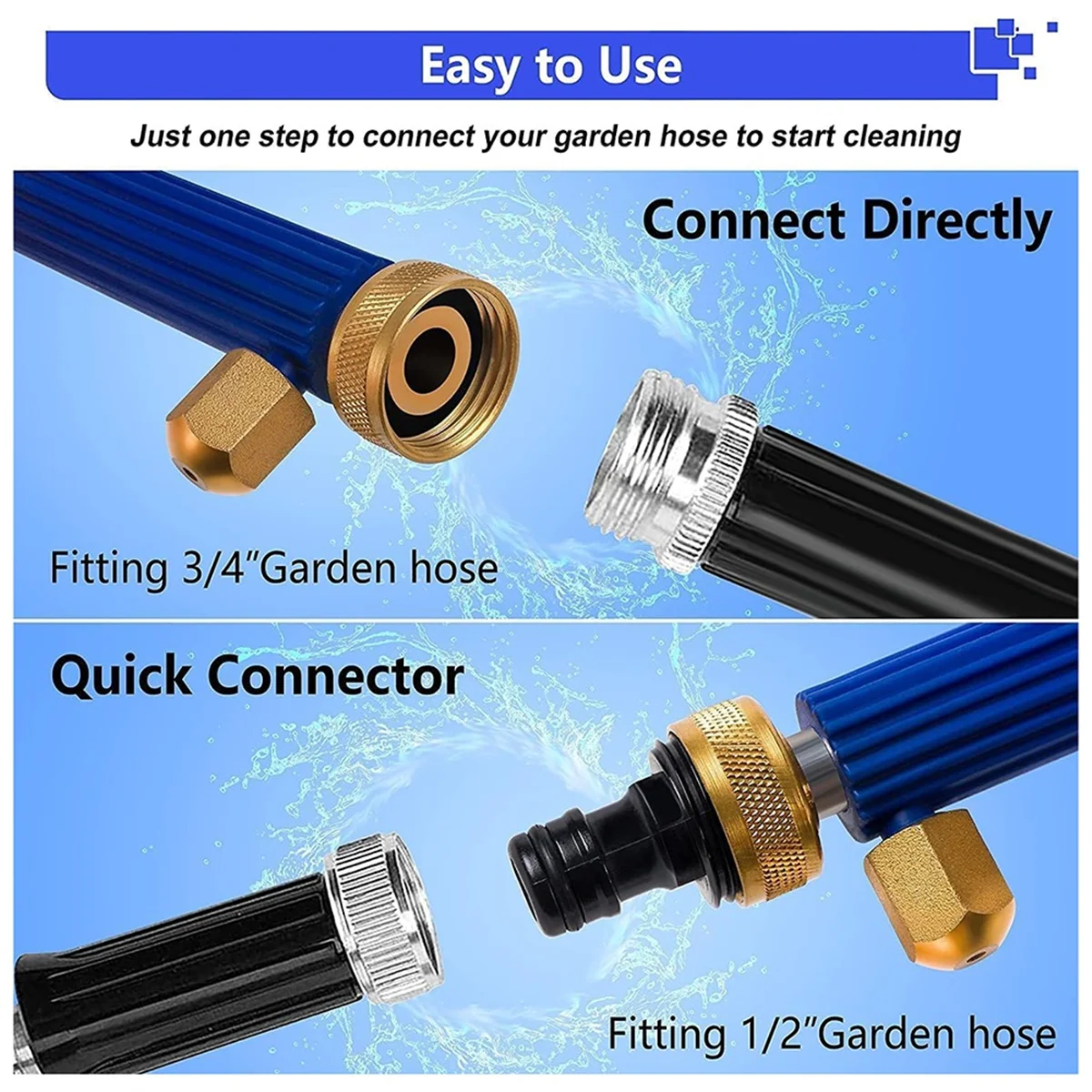 Hydro Jet Washer High Pressure Power Washer Wand Water Hose with 2 Hose Nozzle Auto Watering Sprayer