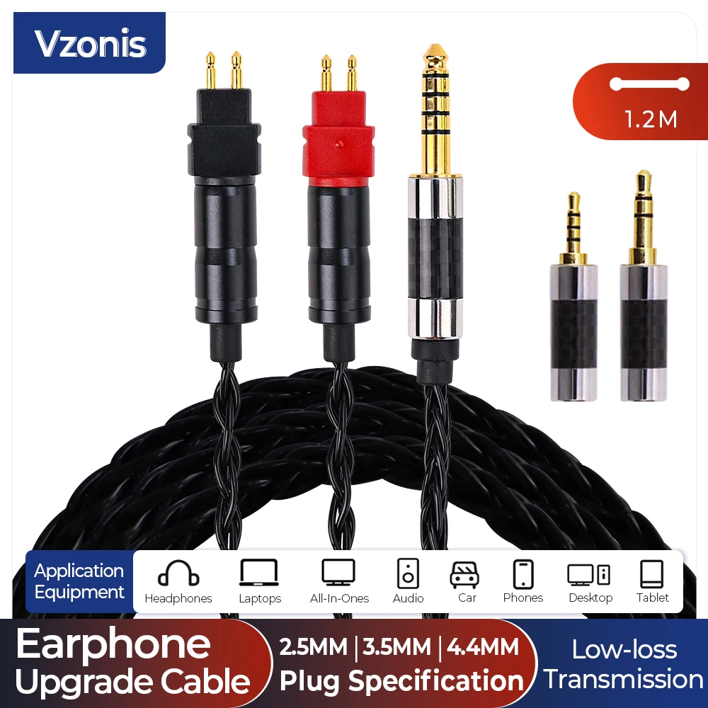 VZONIS 업그레이드 헤드폰 케이블 Sennheiser HD600 HD580 HD650 hd660 HD545 실버 도금 구리 케이블 용 4.4mm 3.5mm 2.5mm 케이블