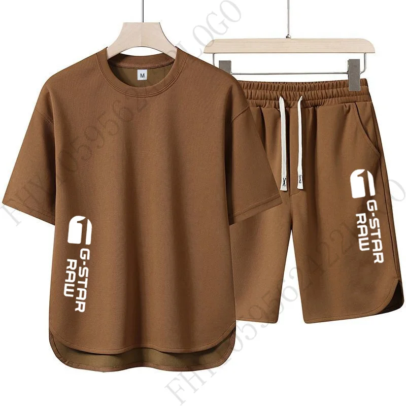 

Summer men's breathable short-sleeved T-shirt + sports shorts two-piece set for fashionable, casual, fitness and jogging outfits