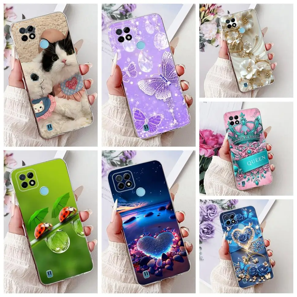 For Realme C21Y Case RMX3261 Cute Butterfly Soft Silicone Phone Case For Realme C 21Y 25Y C21Y C25Y Back Cover Fundas Capa 6.5