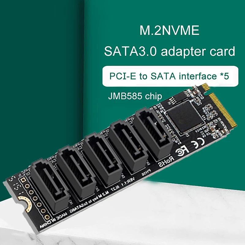 M.2 NVME PCI-E PCIE X4 X8 X16 To 6 Port 3.0 SATA Adapter Card Riser III ASM1166 6GB/S Chassis server PC Computer Expansion