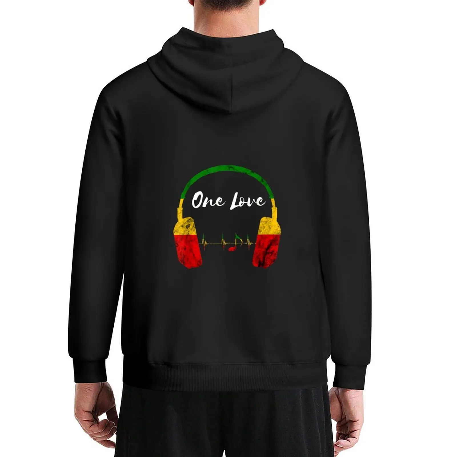 

Rasta Reggae Music Headphones Jamaican Pride One Love Hoodie men's coat men's winter sweater men's clothing men hoodie