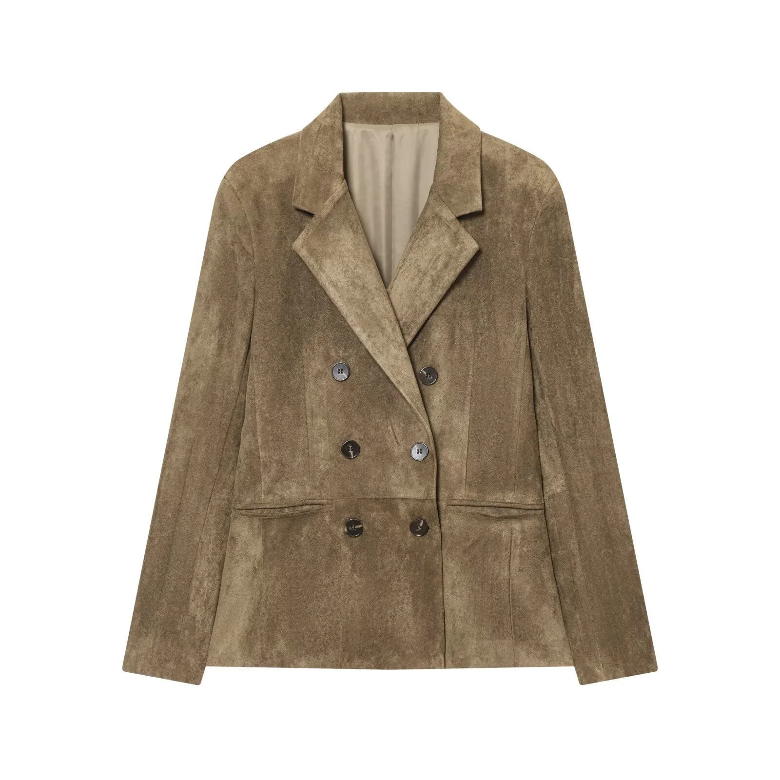 2025 شتاء جديد المرأة عادية عصرية بسيطة مزدوجة الصدر فضفاضة رداء غير رسمية سترة تنوعا السترة #1