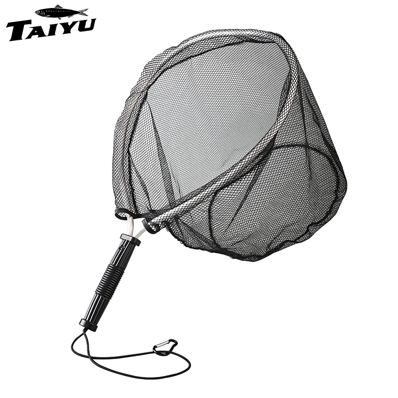 

TAIYU нейлоновая рыболовная сачка с алюминиевой устойчивой к коррозии ручкой, портативная ручная сеть без узлов, снасти, инструменты для ловли нахлыстом