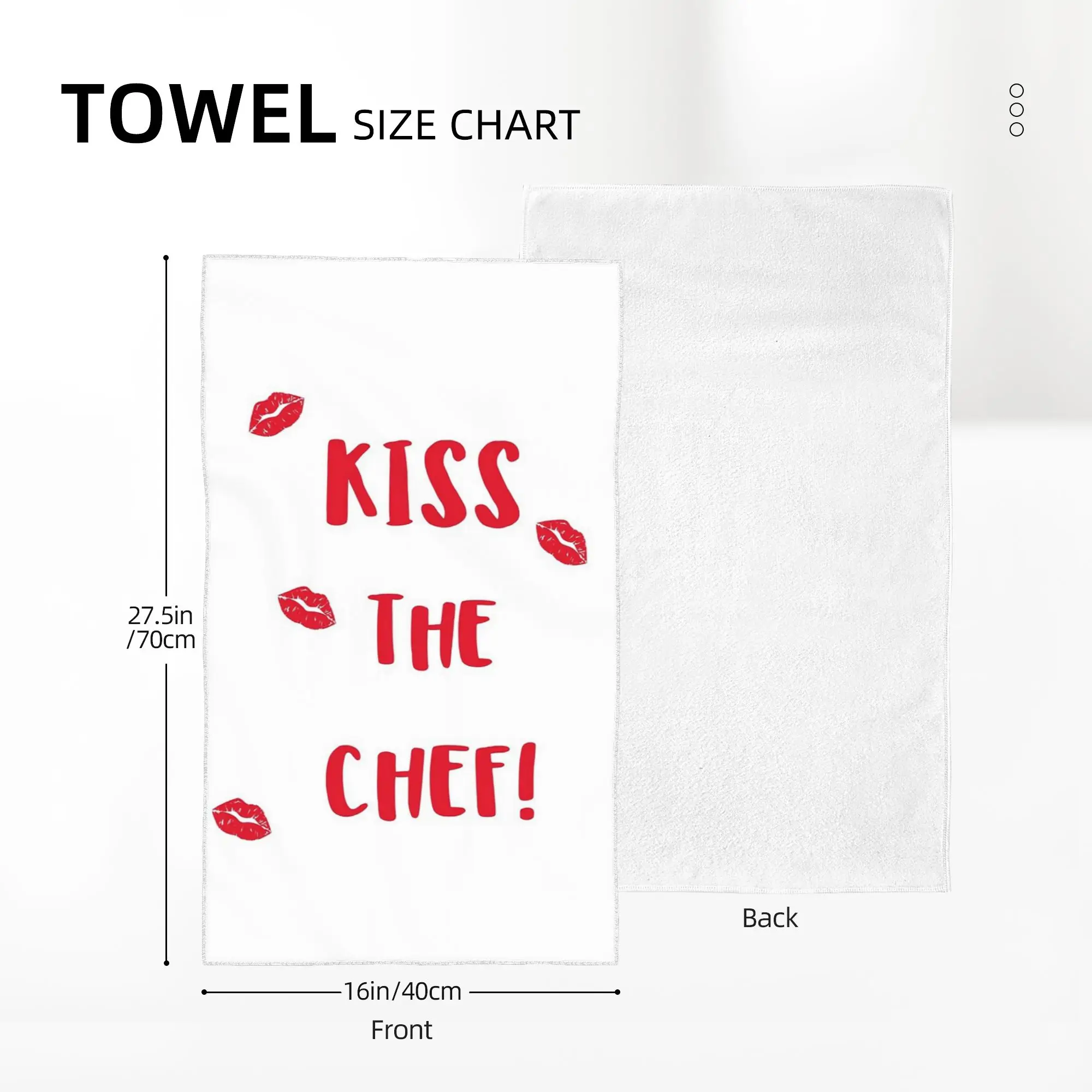 Custom Kiss the Chef Soft Face Towel Quick Dry Pool Bath Cotton Towels Absorbent Quick