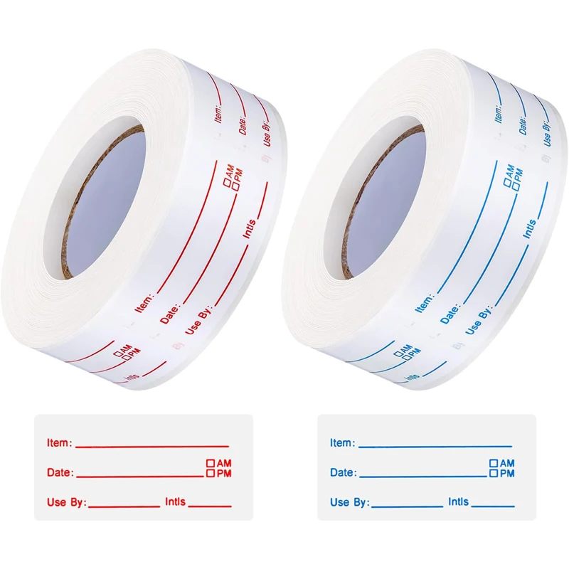 2 Rolls Removable Food Stickers 1000Pcs Food Freezer Lables Reminder Food Storage Labels Prep Canning Labels for Jars Pantry