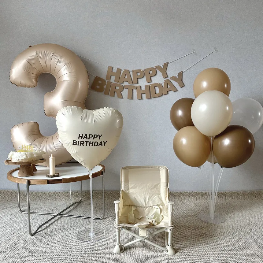 INS Kids Birthday brązowy zestaw niebieski balon z okazji urodzin 100 dni nietkana girlanda Khaki dekoracja różowe niebieskie goloby