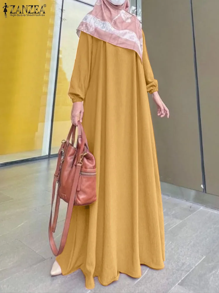 ZAZNEA Abayas musulmanas para mujer, Vestido de gran tamaño Eid Mubarek Hijab, Abaya de Turquía, manga larga, Vestido de verano Maxi, Vestido Isamic