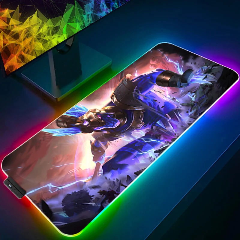 

LED Light RGB Mouse Pad Gamer Gaming Accessories Varmilo Keyboard PC Computer Desk Mat Carpet L-league Of Legends Nasus Mousepad