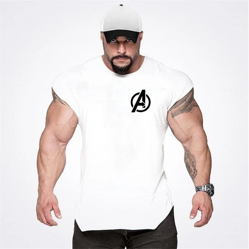 2023 Summer Newest Brand Mens Curved Hem Cotton Sleeveless Shirt Gym Stringers Vest Bodybuilding Clothing Fitness Man Tanks Tops