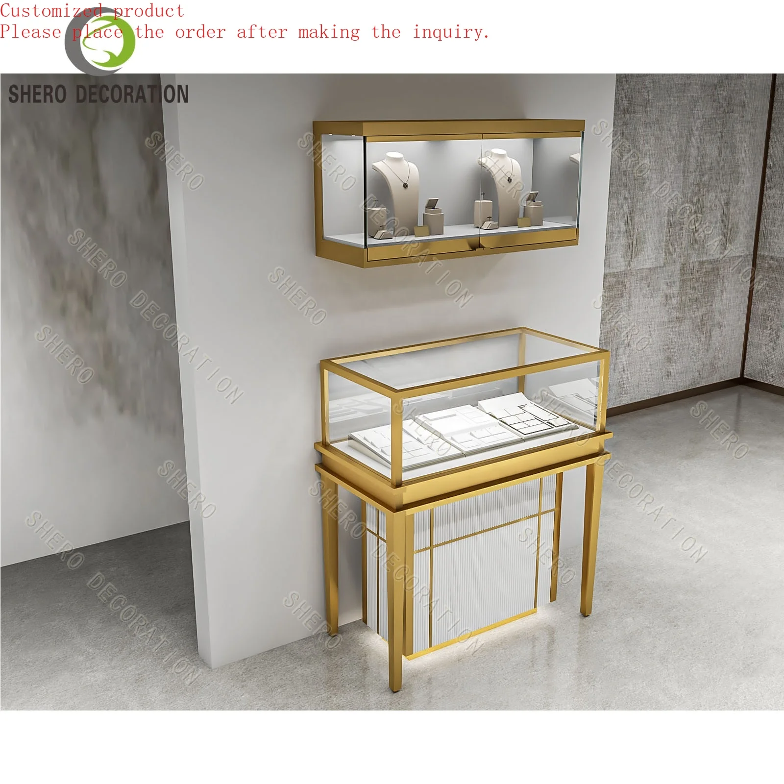 

Custom.Luxury Modern Jewelry Watch Showcase Cabinet Interior Glass CounterJewelry Kiosk Jewelry Store Display Shop Furniture