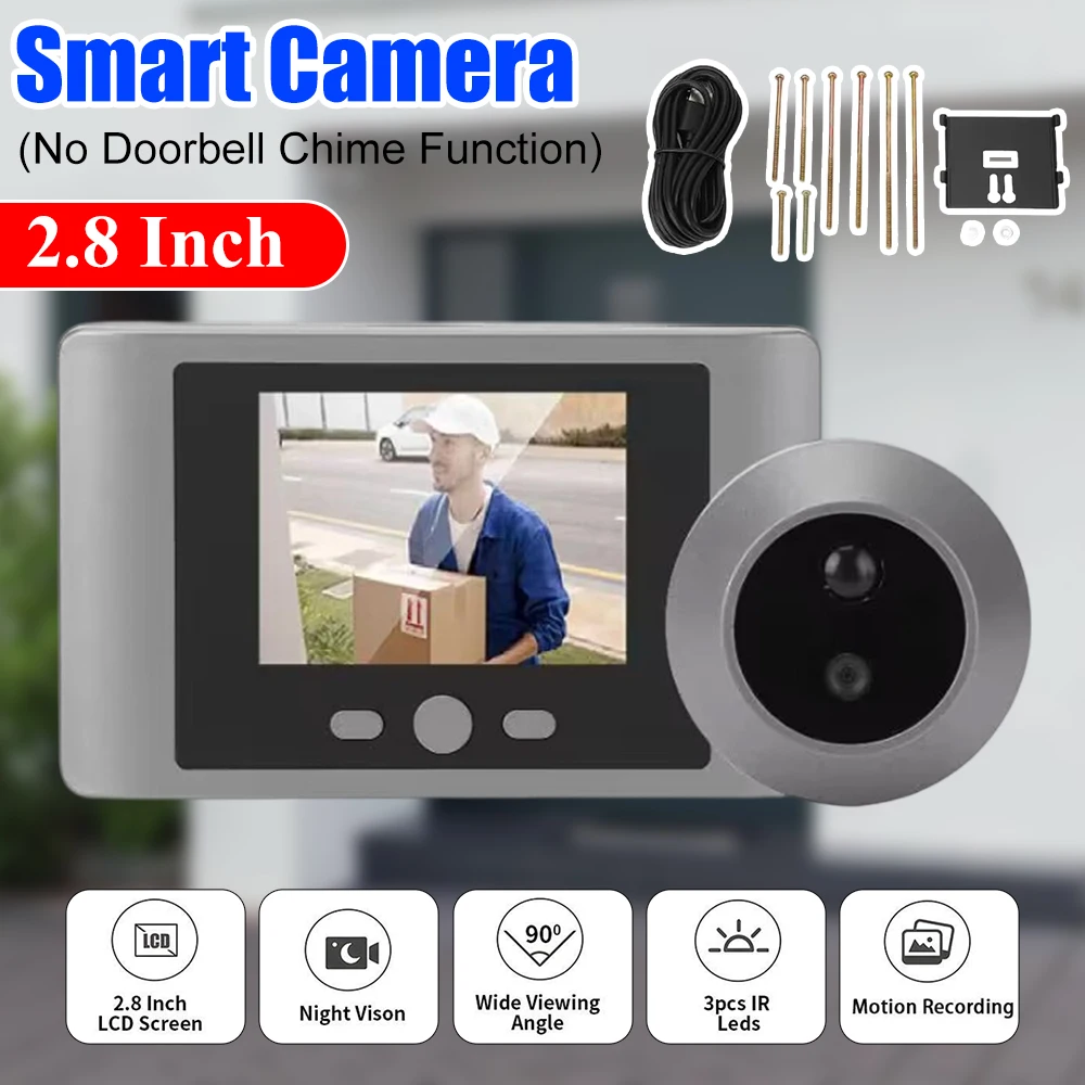 Mini Peephole Smart Wireless Door Viewer Camera IR Night Vision Smart Peephole Video Doorbell 2000mAh Front Door Peephole Camera