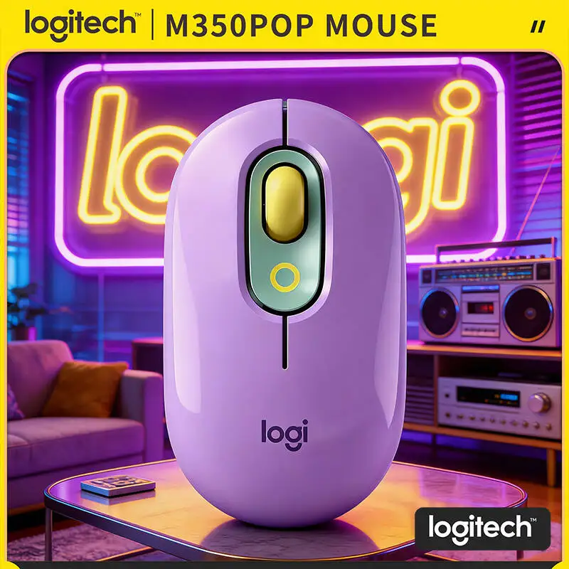 Logitech M350 POP Wireless Mouse Dual Mode Bluetooth 2.4GHz Silent Scroll 18-Month Battery for Office Home Travel