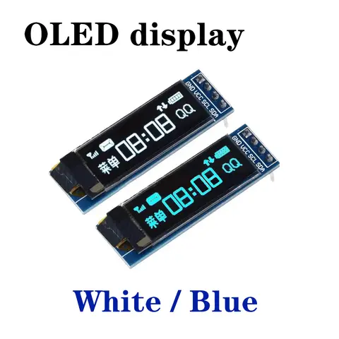 0.91 Inch OLED 128x32 I2C IIC SSD1306 White Blue Yellow LCD LED Display Module 3.3V 5V for Arduino Raspberry Pi ESP32 DIY