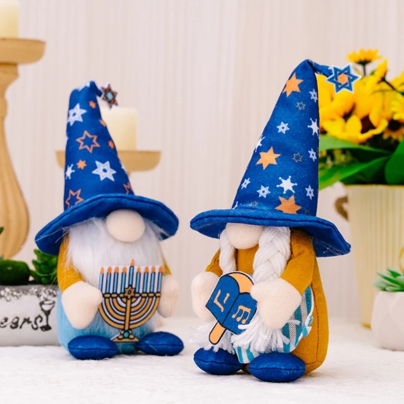 Hanukkah Gnomes Hanukkah Cartoon Figurine Ornament Handmade Hanukkah Plush Nordic Dwarf Table Decoration