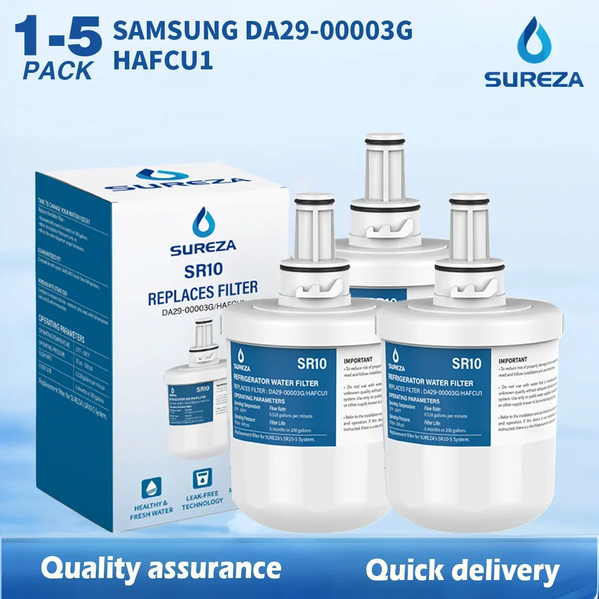 Water Filter DA29 00003G Replacement for Samsung Refrigerator Water Filter Aqua-Pure Plus DA29-00003G DA29-00003B HAFCU1,1-5Pcs