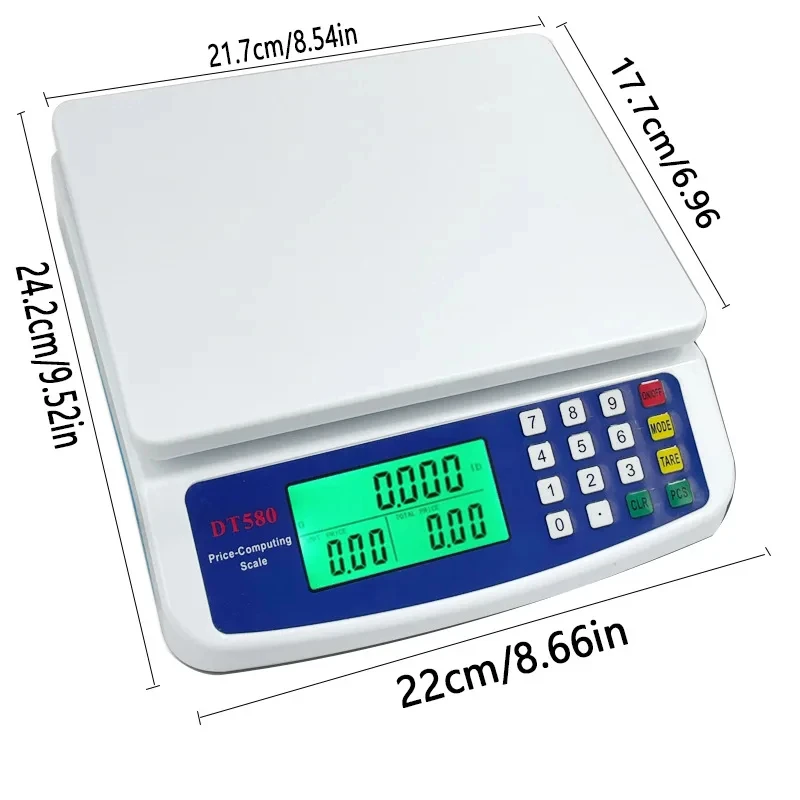 

30 kg / 1 g Electronic Scale – High-Precision LCD Digital Kitchen Weighing Scale with Rechargeable / Battery