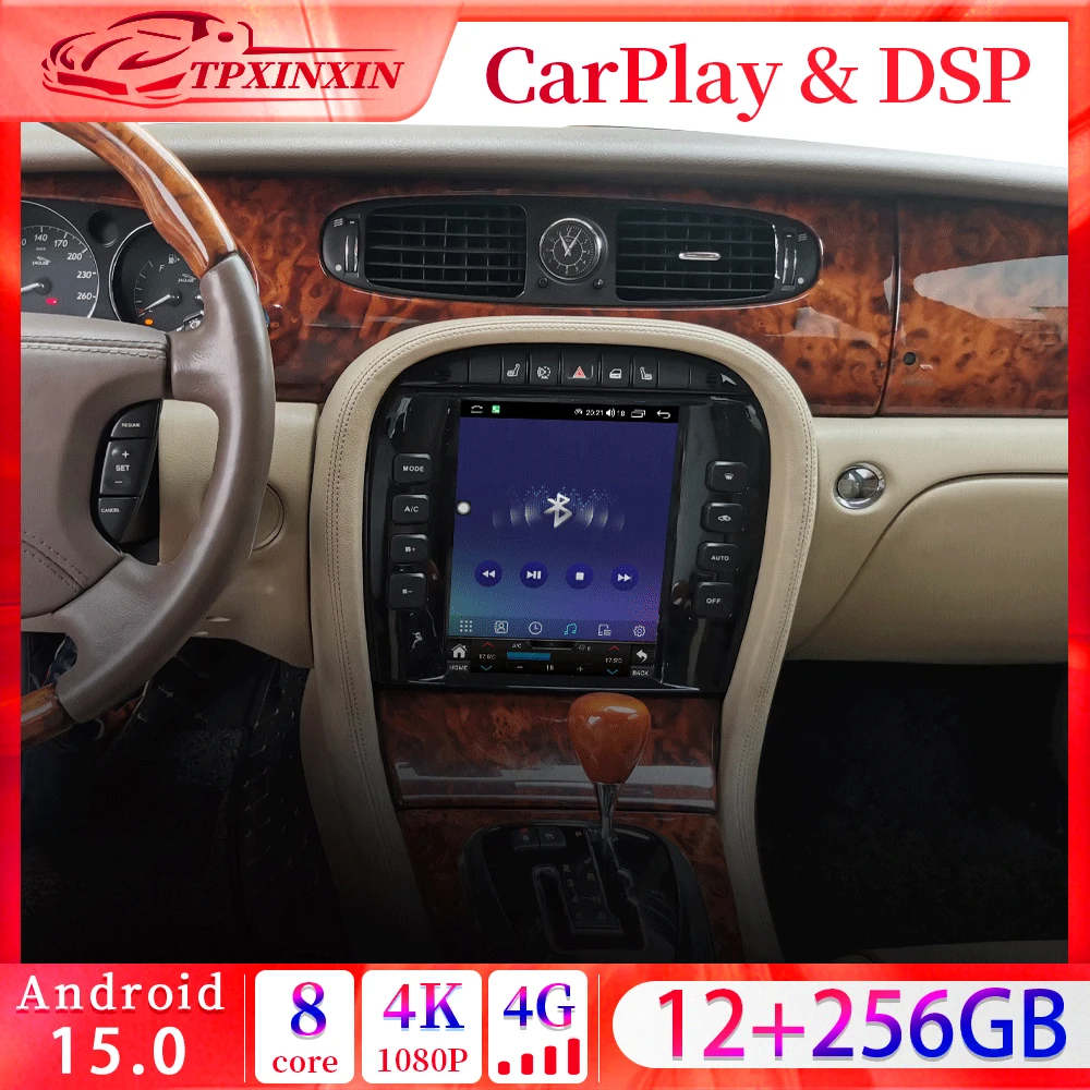 9.7 inch Android 15 for Jaguar XJ 2004-2008 S-type Tesla Screen Carplay GPS Car Navigation Multimedia Video Player Stereo Radio