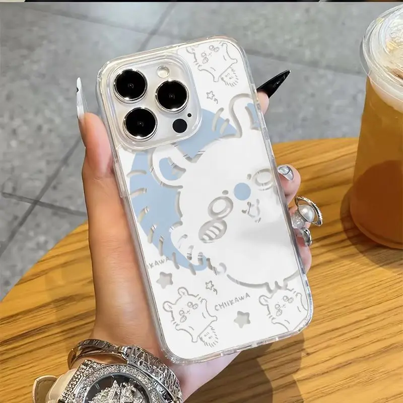 MINISO Chiikawa Momonga غلاف مغناطيسي شفاف IPhone16/15/14/13/12/11 حافظة هاتف محمول جديدة مضادة للسقوط Kawaii مقاومة للاهتراء #1