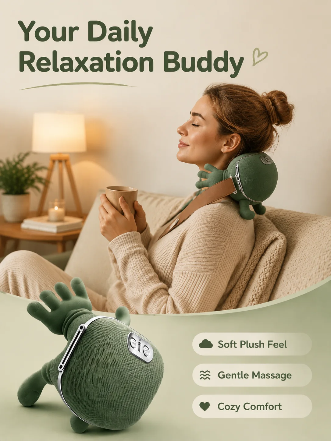 N7 Bionic Neck Shoulder Massager, 3-Level Human Hand Kneading Shawl for Cervical Trapezius Waist Leg Body Muscle Care