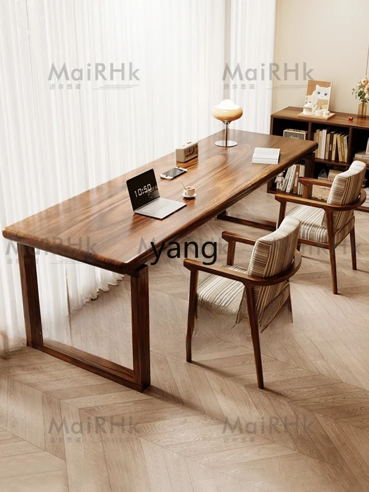 

LMM walnut sofa long desk solid wood double home wall workbench