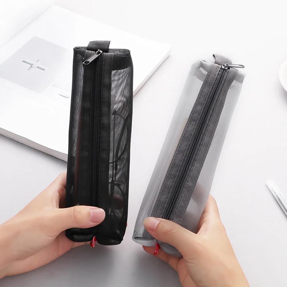 

3Pcs Stylish Pencil Bags Zipper Large Capacity Stationery Organizer Portable Pen Storage Pouch for Students Mesh Pencil Bag