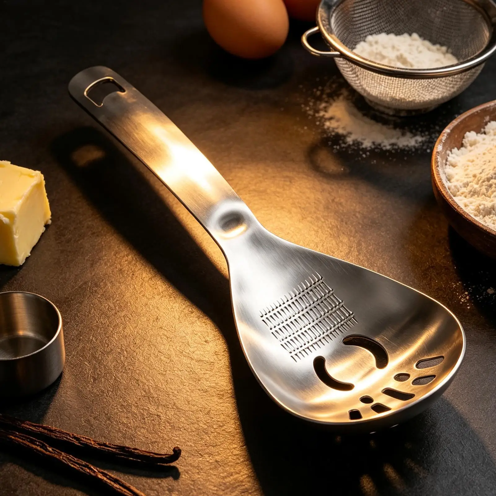 Stainless Steel Slotted Spoon Set Multi-Functional Kitchen Utensil with Strainer Slots Cooking Tool for Egg Separator Masher Ope