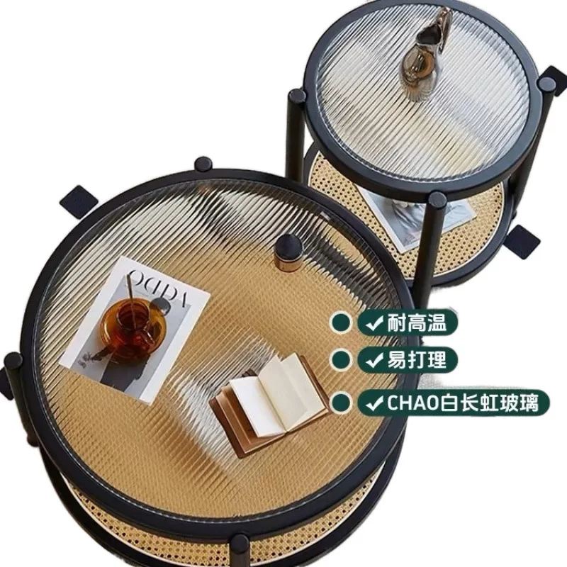 

Nordic simple Changhong, solid wood rattan combination coffee table light luxury, coffee table living room advanced