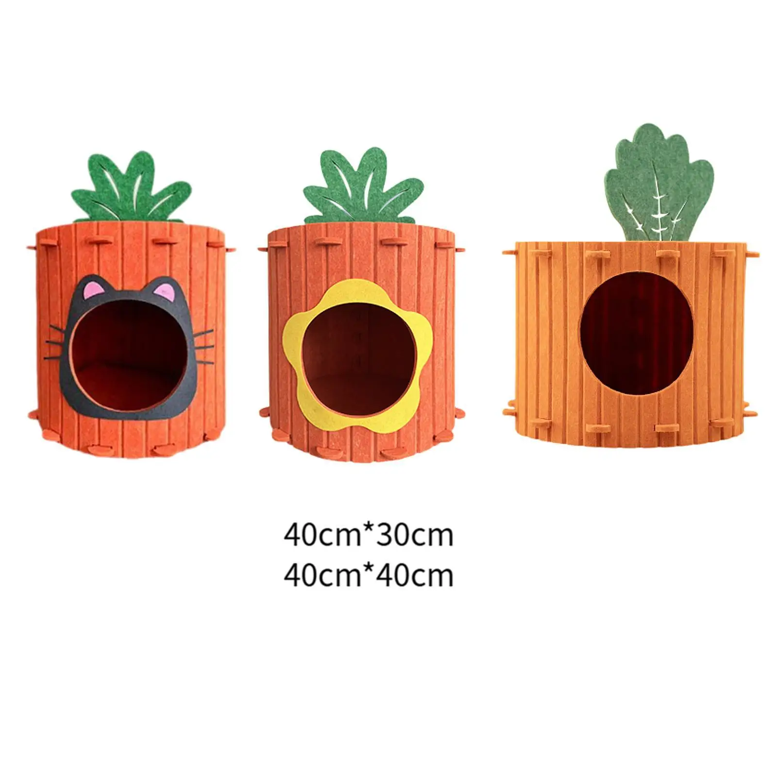 Cat House Carrot Sleeping Bed Cat Furniture for Small and Medium Cats Privacy (Easy to Assembly) Hideaway Enclosed Cat Bed
