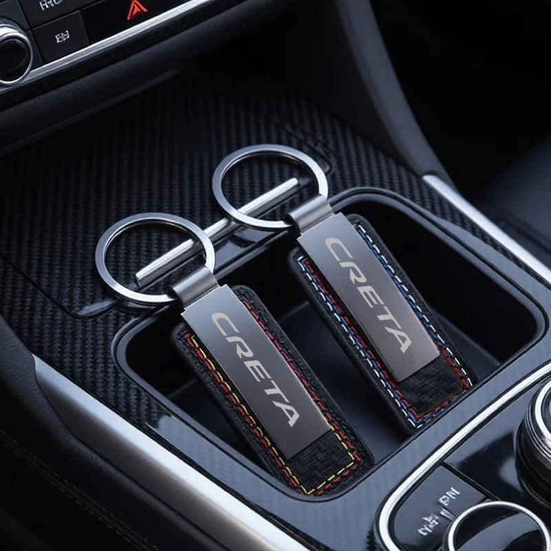 2026 Fashion Metal Car Keychain for Hyundai Creta Logo Buckle Car Key Ring Pendant Decoration Gift Auto Interior Accessories
